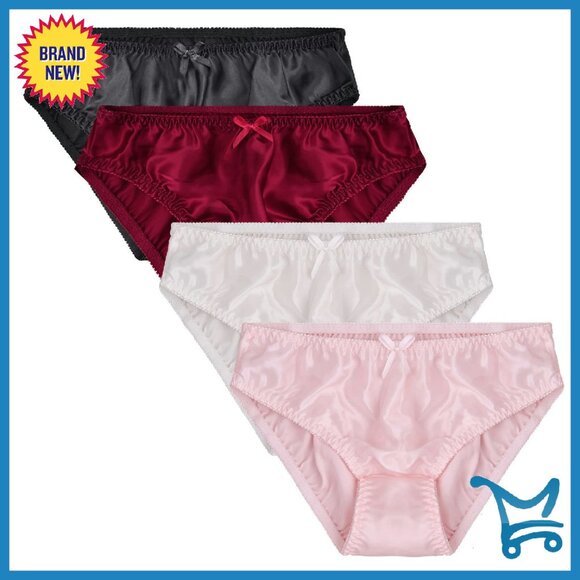 100% Silk Bikini Panties 4-Pack Women's Comfortable Underwear